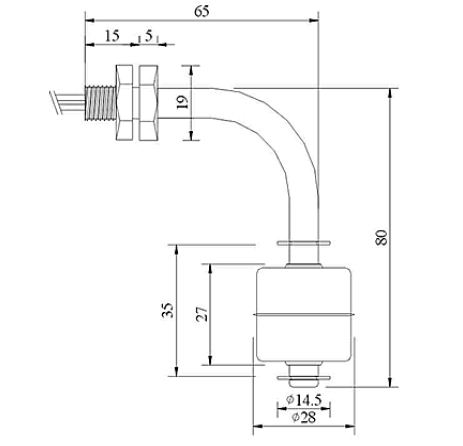 側裝浮球開關,塑料浮球開關,干簧管開關,磁感應開關